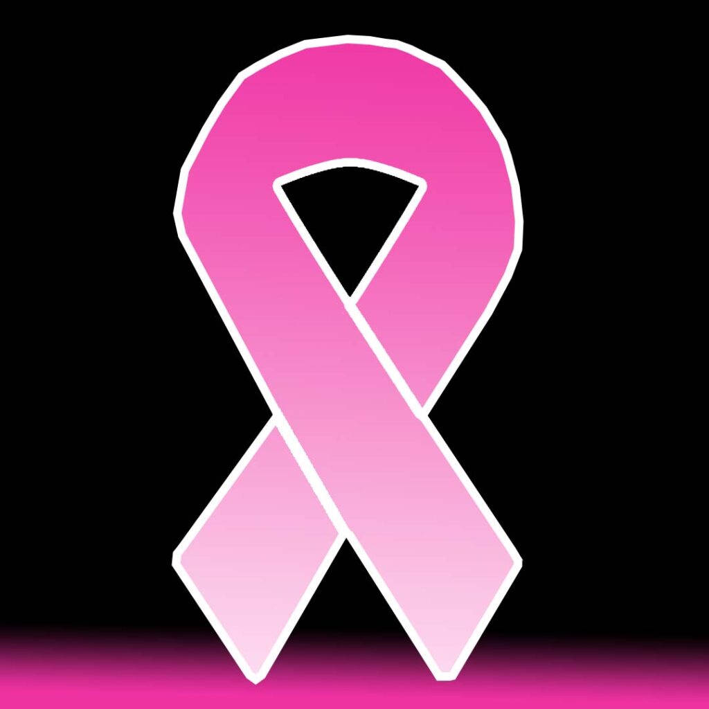 pink ribbon to represent breast cancer